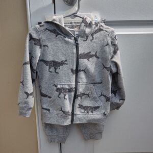 Carter's Gray Dinosaur Sweatsuit 24M